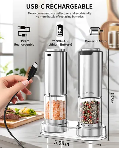 Highlights the convenience and eco-friendliness of the product's USB-C rechargeable feature, eliminating the need for disposable batteries.