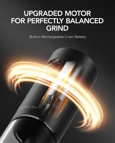 Highlights the product's upgraded motor to emphasize improved grinding performance and balance.