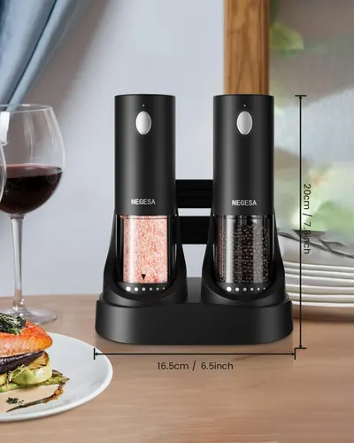 Secondary Images for Electric Salt and Pepper Grinder Set with Rechargeable Base