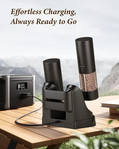 Highlights the product's convenient charging feature, emphasizing that it's always ready for use with minimal effort.