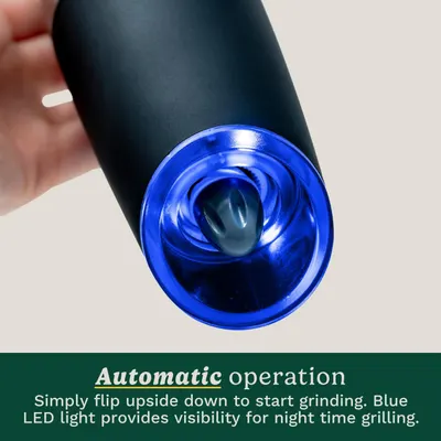 Highlights the product's automatic operation feature and LED light for night use, emphasizing ease of use and convenience.