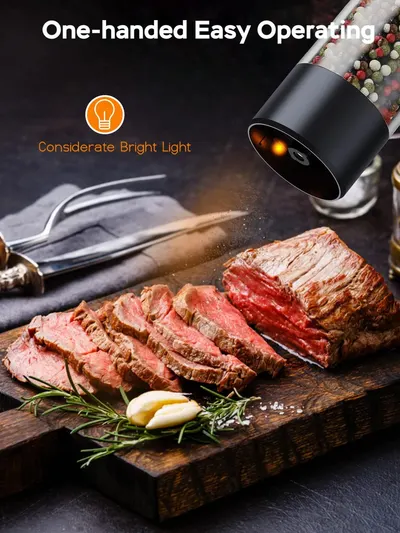 Highlights the product's ease of use, emphasizing that it can be operated with just one hand for convenient seasoning.