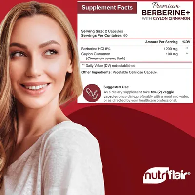 Secondary Images for NutriFlair Premium Berberine HCL 1200mg