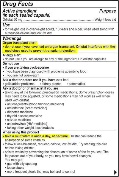 Provides critical safety information and usage instructions for the weight loss medication, highlighting potential interactions and precautions.