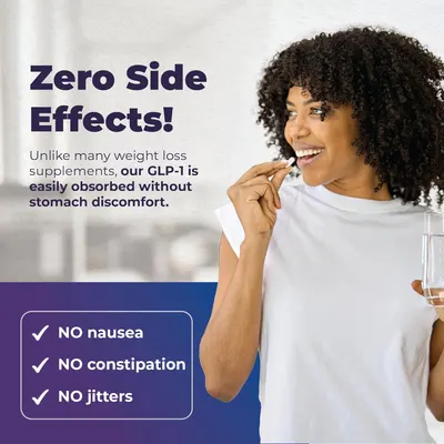 Highlights the product's key benefit of having zero side effects, reassuring potential customers about its safety and ease of use.