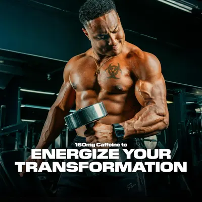 Highlights the energizing effect of 160mg caffeine to motivate potential customers looking for a pre-workout supplement.
