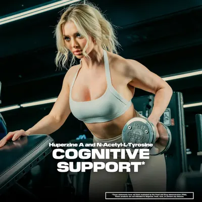 Shows the product being used in a gym setting to demonstrate its relevance for fitness enthusiasts. Highlights the cognitive support benefit of the product,…