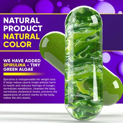 Highlights the product's use of spirulina as a natural coloring agent, emphasizing its health benefits and natural origins.