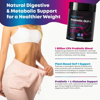 Highlights multiple benefits of the product for digestive and metabolic support, aiming to convince shoppers of its comprehensive approach to weight management.
