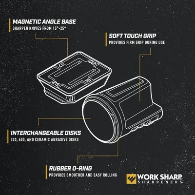 Highlights the key features and components of the knife sharpener to demonstrate its functionality and ease of use.
