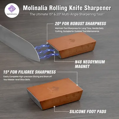 Secondary Images for Rolling Knife Sharpener –Multi Angle Tool w/Diamond & Ceramic Discs #1000/#3000