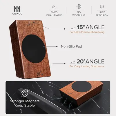 Highlights the key features of the knife sharpener, emphasizing its precision angles, stability, and ease of use. Showcases multiple benefits of the product, including its fixed angles for different…