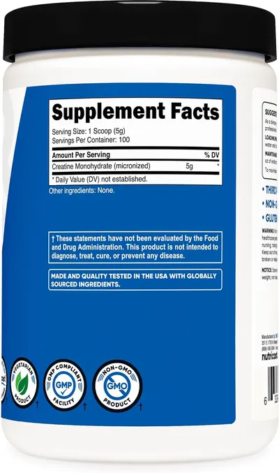 Provides detailed nutritional information and ingredients of the product to inform customers about its composition and dosage.
