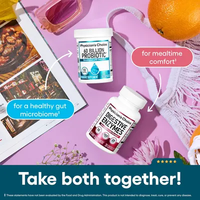 Highlights the complementary benefits of taking both probiotic and digestive enzyme supplements together for improved gut health and digestion.