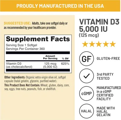 Secondary Images for NatureWise Vitamin D3 5000iu (125 mcg) 1 Year Supply for Immune Support
