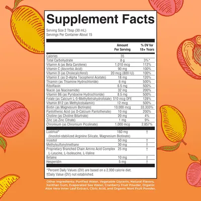 Provides detailed nutritional information and serving size details for the supplement, allowing customers to make informed decisions about its contents and dosage.