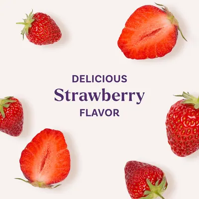 Highlights the product's delicious strawberry flavor to entice customers and communicate the taste experience.