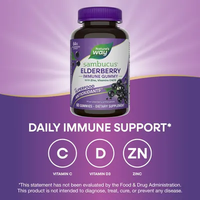 Highlights the product's multiple benefits for immune support, including antioxidants and added vitamins/minerals. Emphasizes the primary benefit of daily…