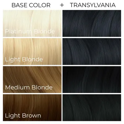 Guides customers in selecting the right hair color by showing how different base colors look when combined with a specific dye shade.