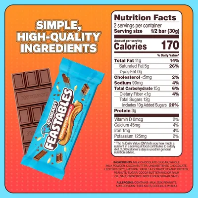 Highlights the product's simple, high-quality ingredients while providing detailed nutritional information to inform the shopper about the product's contents and health impact.