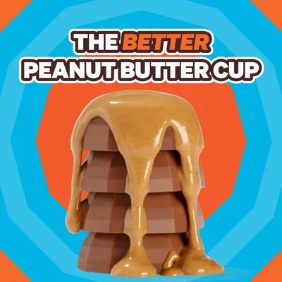 Emphasizes the product's unique selling point of having more peanut butter than a typical peanut butter cup, appealing to peanut butter lovers.