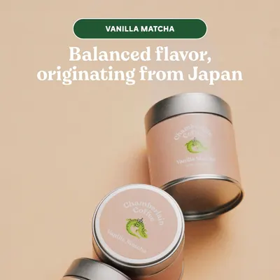 Highlights the unique flavor profile of the Vanilla Matcha product, emphasizing its balanced taste and Japanese origin.