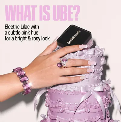 Highlights the specific shade of the product (Electric Lilac) and its effect, aiming to attract customers looking for a bright and rosy appearance.