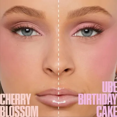 Demonstrates the visual difference between two makeup shades on the same face, helping customers choose their preferred color.