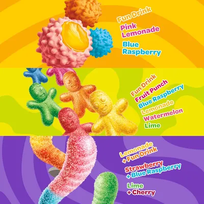 Showcases the different flavor options and product types available in the Fun Drink line, appealing to variety-seeking consumers.