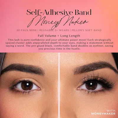 Demonstrates the dramatic difference in eyelash volume and length when using the self-adhesive band product. Highlights the key benefit of the product in providing fuller, longer lashes for a…