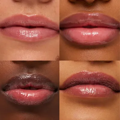 Demonstrates the effectiveness of a lip product by showing the transformation in lip color and hydration across different skin tones.