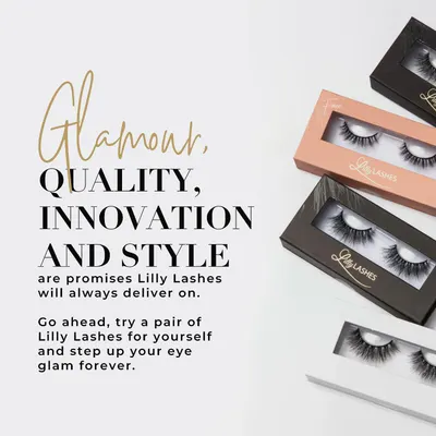 Highlights multiple key benefits of Lilly Lashes to convince shoppers of the product's value and appeal. Reinforces the Lilly Lashes brand identity and showcases product variety to build trust and…