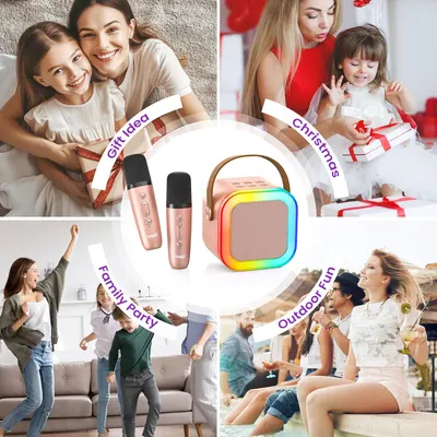 Demonstrates various scenarios where the karaoke speaker and microphones can be used, highlighting its versatility for different occasions and settings.
