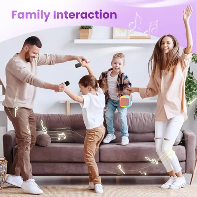 Demonstrates how the product brings the family together for interactive entertainment and bonding time.