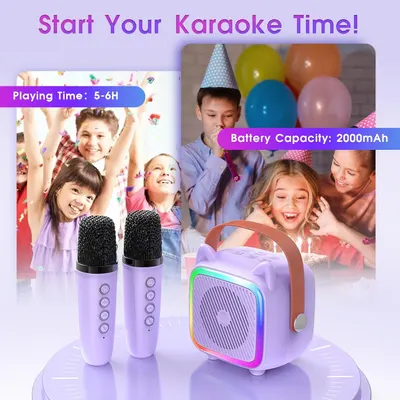 Secondary Images for SXH Mini Karaoke Machine for Kids Portable Karaoke Machine with 2 Bluetooth Wireless…