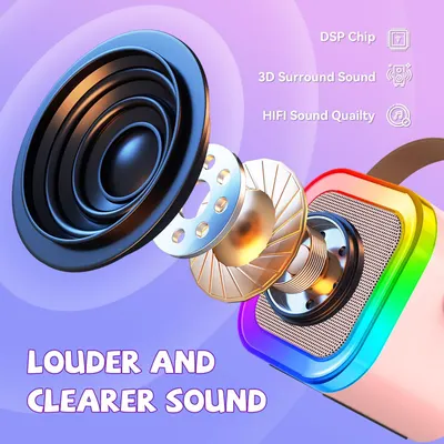 Highlights multiple audio features to demonstrate the superior sound quality and technology of the product. Shows the internal components of the speaker to illustrate its advanced technology and…