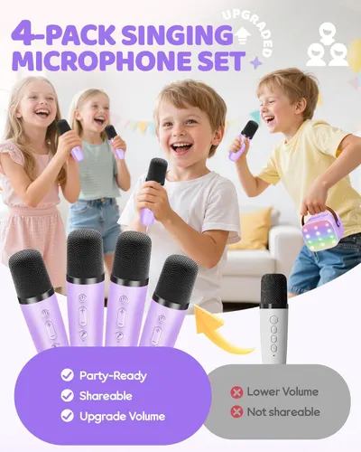 Secondary Images for YLL Upgraded Mini Karaoke Machine with 4 Wireless Microphones Toy for Kids