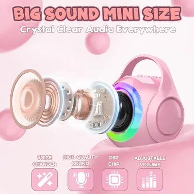 Secondary Images for Hockvill Mini Karaoke Machine for Kids with 2 Microphones