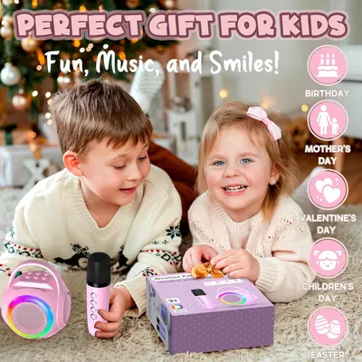 Secondary Images for Hockvill Mini Karaoke Machine for Kids with 2 Microphones