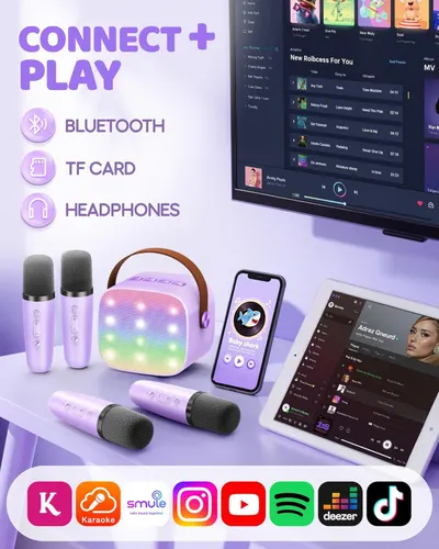 Secondary Images for YLL Upgraded Mini Karaoke Machine with 4 Wireless Microphones Toy for Kids