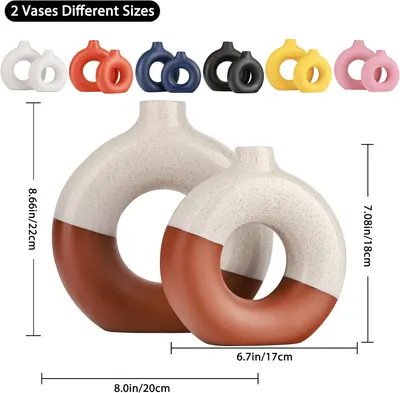 Secondary Images for Terracotta Vase Decor Donut Vase Set of 2