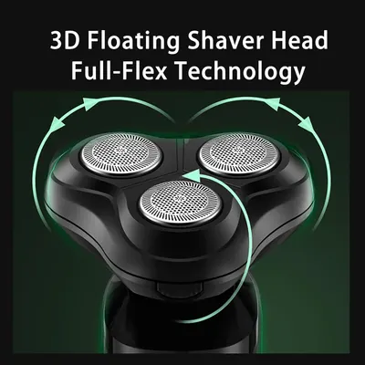Highlights the advanced shaving technology that allows the shaver head to flex and adapt to facial contours for a closer, more comfortable shave.