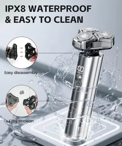 Highlights the product's IPX8 waterproof rating and easy cleaning feature to reassure customers about its durability and maintenance.
