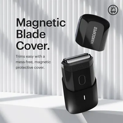 Highlights the product's magnetic protective cover feature, emphasizing ease of use and mess-free trimming.