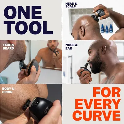 Demonstrates the versatility of the product by showing its use on different body areas.