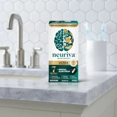 Highlights multiple brain health benefits of the supplement, including mental alertness and 7 brain health indicators, to demonstrate its comprehensive cognitive support.