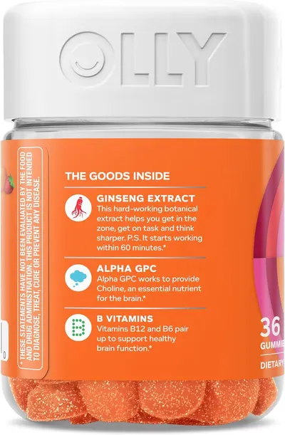 Highlights multiple key ingredients and their benefits for brain function and focus.