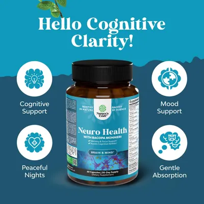 Highlights multiple benefits of the Neuro Health supplement to show its comprehensive support for brain and mental wellbeing.