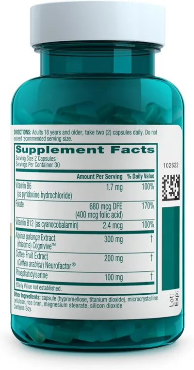 Provides detailed nutritional information and dosage instructions for the supplement product.