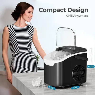 Emphasizes the product's small, portable size to show it can be used anywhere conveniently. Provides exact measurements of the product to give shoppers a clear understanding of its size.